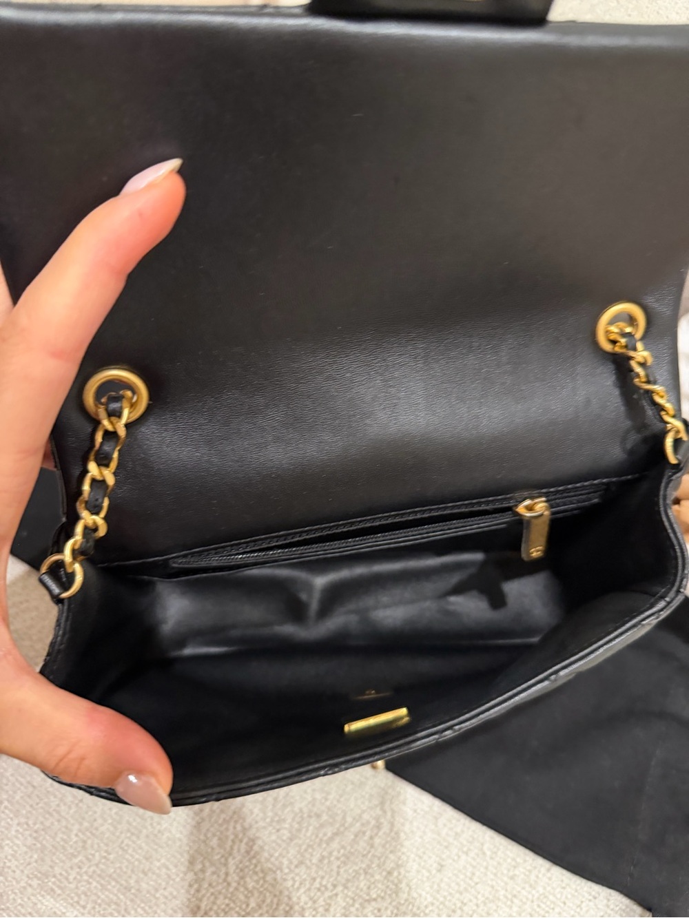 CHANEL 22K Coco Hearts Black Quilted Flap Crossbody with Gold Hardware - Picture 15 of 16